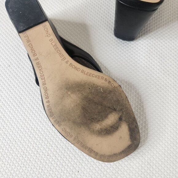 Bleecker and Bond Zetta Wedge Sandal Womens Size 8 Black Leather - Picture 11 of 13